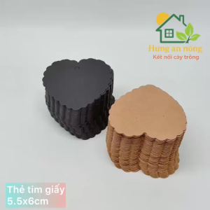 thẻ treo trái tim handmade giấy kraft và đen set 100 cái phụ kiện trang trí quà tặng