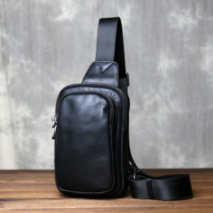 Mens Simple Leather Crossbody Bag Top Layer Cowhide Retro Diagonal Shoulder Bag Large Capacity Trendy Single Shoulder Bag Korean Style