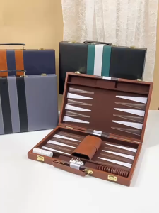 ⭐️Local Delivery⭐️Backgammon Set 2 Players Classic Backgammon Sets For Board Game With Premium Leather Case Portable And Travel Backgammon Set (Brown 15inch)