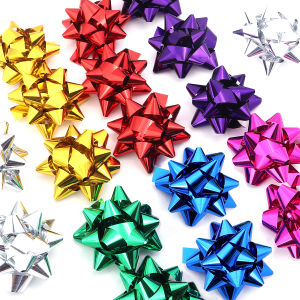 20pcs/lot Self-Adhesive Ribbon Bows Pasteable Star Ribbon Flower For Christmas Party Decoration DIY Present Gifts Wrapping