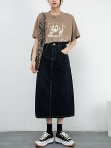 กระโปรงยีนส์ทรงเอเอวสูง ทรงเข้ารูป กระโปรงทรงเอเข้ารูป ฤดูใบไม้ผลิและฤดูใบไม้ร่วง กระโปรงสั้นผู้หญิงสไตล์ใหม่ 2025