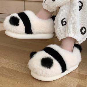 MONLEYTA | Panda Cotton Slippers Womens Winter Indoor Home Use Anti-slip Wear-resistant Plush Warm Moon Postpartum Soft Bottom Shoes
