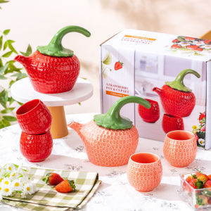 ชุดถ้วยชาเคลือบสีลายดอกฝรั่งปาร์ตี้กลางแจ้งแบบมีกลิ่นหอม ชุดถ้วยชาแบบเรียบง่าย ชุดเครื่องดื่มสำหรับงานปาร์ตี้