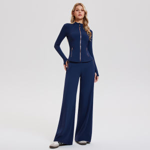 COSLEAF | Turtleneck Zip Slim Fit Fleece Fitness Set