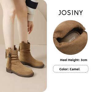 Josiny | Retro Ankle High Thick Heel Short Boots