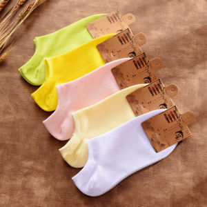 Zi Huai Pure Color Boat Socks for Women Sweet Candy Style Low Cut Cotton Polyester Spandex Blend Summer Winter All Year Round