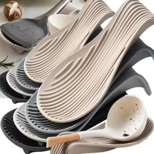 5Colors Silicone Insulated Spoon Holder Heat Resistant Placemat Spoon Holder Cutlery Shelving Kitchenware Tools Placemat Spoon Rests Pad