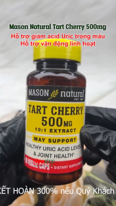 Tart Cherry 500mg Mason Natural Hộp 90 viên giảm acid uric gây Gout giúp khớp vận động linh hoạt