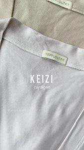 Yeppuoutfit Keizi V Neck Cardi | Basic Rib Cardigan V Line Lengan Panjang Aksen Kancing Unik Nyaman