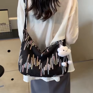 กระเป๋าสะพายไหล่กระเป๋าสะพายข้างผู้หญิง ผ้าแคนวาสนุ่ม ดีไซน์น่ารัก ทรงแฟชั่นเกาหลี