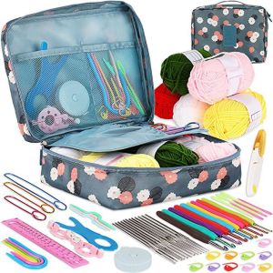 【In Stock】Crochet Kits for Beginners Adults Knitting Starter Kit for Adults Include 0.6-6.0 mm Metal Crochet Hooks Wool Case and Knitting Accessories Crochet Hook Set Kids Crochet Starter Kit UK