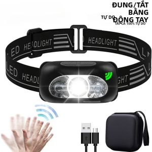 Đèn Pha LED Mini Ánh Sáng Mạnh Chống Nước Đèn Pin Đánh Cá Đầu Đèn Di Động Cắm Trại Ngoài Trời Với Cảm Biến Mạnh Mẽ Sạc USB