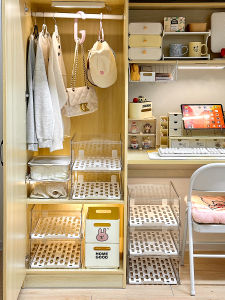 Dormitory Wardrobe Drawer Style Clothing Storage Shelf Rectangular Plastic Foldable Shelf for Underwear Sleepwear Pants