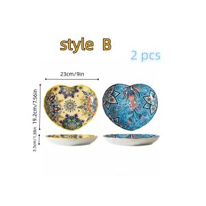 Bohemian ceramic love plate high value household creative vegetable plate fruit plate steak plate all season applicable tablewar