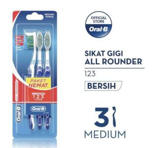 Sikat Gigi Oral-B Isi 3 Paket Hemat Soft/Lembut All Rounder 3 Way Clean