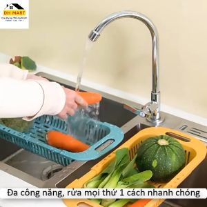 Rổ Rửa Rau Củ Quả Gác Bồn Rửa Chén Thu Gọn Rổ Gác Bồn Rửa Chén Rổ Đa Năng Thông Minh