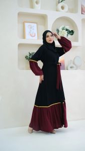 Fakhira Abaya | Abaya Turkey Hitam Jatblack Arab Mewah Import Elegant Gamis Kombinasi Remaja Kekinian Outer Jubah Abaya Renda Lebaran Terbaru 2023