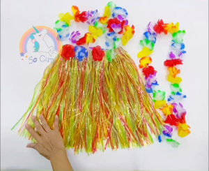 Socute Hula Skirt 30CM Plastic Fibers Kid Grass Skirts Hawaiian Costumes Colorful Cheerleading Pom-Poms Girl Dress Up