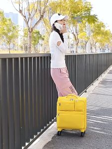 16 Inch Travel Carry-on Soft Canvas Expandable Suitcase On Wheels Trolley Rolling Laptop Luggage Bag Boarding Case