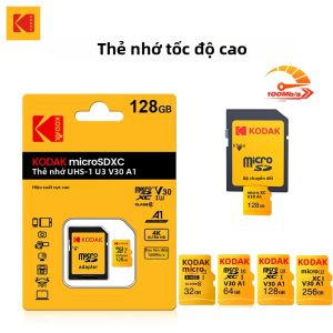 Thẻ Nhớ KODAK Micro SD 256GB Tốc Độ Cao 100MB/s C10 U3 Tương Thích 4K HD Với Đầu Đọc Thẻ USB Cho Điện Thoại Di Động Máy Tính Bảng Máy Tính Xách Tay Máy Ảnh