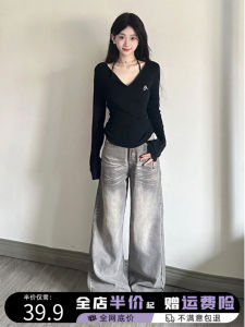 Slim Fit V-Neck Long Sleeve T-Shirt: A Chic Short Style Top for Spring & Autumn