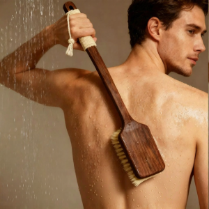 QIAOLESEN | Mens Long Handle Body Brush Exfoliating Bath Scrubber