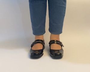 BIG SIZE 36 - 43 / Sepatu Sekolah Wanita / Pantofel Heels Paskibra Hak 2.5 cm Hitam Kilap