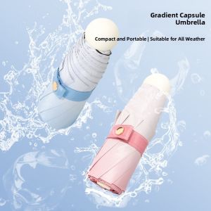 Portable Capsule Umbrella Womens Sunshade UV Protection Rain And Sun Dual Purpose Compact Travel Umbrella Love No Vi
