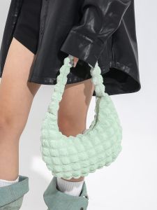 Young Adult K-style Ruched Cute Clouds Diamond Pattern Bag 2023 New Arrival Bubble Bag Work Clothing Large Capacity Shoulder Underarm Bag