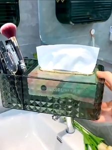 Luxury Design Tissue Box Remote Controller Storage Organizer Napkin Holder Cosmetic Makeup Storage Box - Wide Opening, Multi-grid Design, High-quality Material