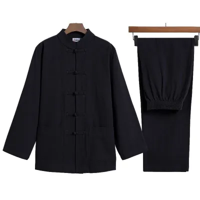 Spring Autumn Cotton Linen Tai Chi Uniform Bottom Shirt Summer Practice Pants Retro Hanfu Men Women Middle Age Dad Tai Chi Clothes