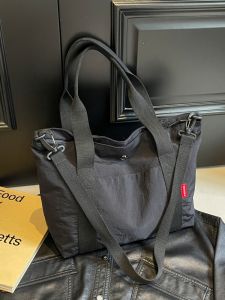 กระเป๋าถือผ้าแคนวาสแบบลำลองสไตล์เกาหลี ความจุขนาดใหญ่ กระเป๋าสะพายไหล่แบบอเนกประสงค์ กระเป๋าถือแบบสี่เหลี่ยมแบน กระเป๋าถือแบบอเนกประสงค์