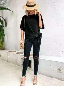 win Minimalist Basic Plain Ribbon Blouse Women - XS to Large