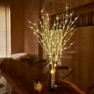 1pc White Birch Branch Lights Battery Operated LED Fairy Lights Lighted Willow Branches For Home Bedroom Fireplace Decoration