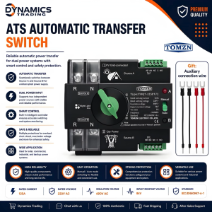 TOMZN ATS Dual Power Automatic Transfer Switch for PV Solar Set Up 2 Pole Din Rail Type Rated 63A 125A Night Light Series TOQ7-125PV