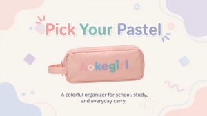 Aokegirl Pencil Case | Large Capacity Aesthetic Stationery Organizer | Cute Pastel Penci