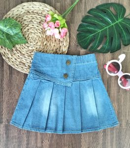 Rok rempel jeans anak perempuan 1-7th