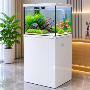 2FT Crystal Glass Fish Tank with Bottom Filter | White Aquarium Cabinet Set for Goldfish & Discus | Singapore Local Seller