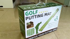 Crestgolf Golf Putting Mat for Indoor & Outdoor Practice Use with Wood Auto Ball Return System and 2 Holes Velvet Putting Green Great Golf Accessories for Men