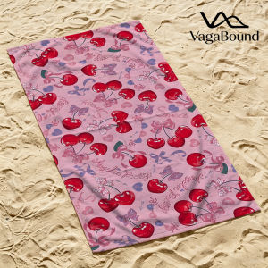 Cherry Bow & Hearts Luxury Beach Towels Crafted from Combed Cotton Plush and Absorbent Beach Towel or Pool Towels