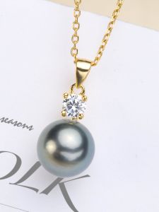 จี้เงิน 925 พร้อมลูกปัดไข่มุก DIY จี้คอทองแดง ทองแดงผสมสี โลหะผสม ลูกปัดกลมขนาด 7-9 มม. อุปกรณ์ทำเครื่องประดับ