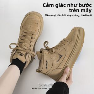 Warrior | Giày cao đến đầu gối đế cao su cho nữ mùa thu đông mới về giày thể thao đế cao màu ngô lót lông cừu cho cặp đôi