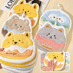 ตุ๊กตาผ้ากำมะหยี่ผ้าฟลีซผ้าเช็ดมือน่ารักมีสายคล้องห้อยที่ผ้าไมโครไฟเบอร์ซึมซับมากผ้าเช็ดทำความสะอาดเด็กลายการ์ตูนห้องครัวห้องน้ำ