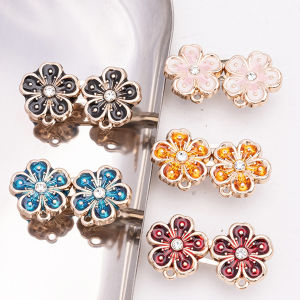 Amoki【Ready in Stock】 Fashion Flower Tighten Waist Buckle Pins Waist Clip Adjustable Snap Detachable 1 Set