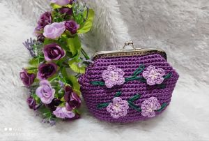 Loly Purple Dompet koin Rajut I dompet rajut