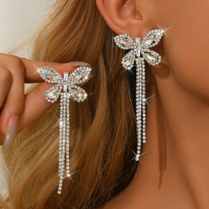 1 pair of sparkling and cute butterfly earrings earrings bridal wedding dress shopping and dating accessories to wear