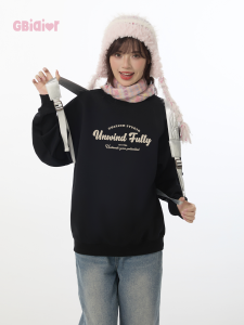 Gbiaior | Áo Hoodie Nữ Form Rộng Cổ Tròn Phong Cách