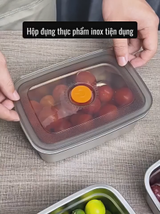 Khay hộp inox 304 đựng bảo quản thực phẩm kèm nắp