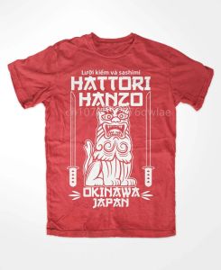 Hattori Hanzo ĐỎ Cổ Tròn Áo Thun Nam Dạo Phố Nữ Tay Ngắn Cotton Thoáng Khí Giết Hóa Đơn Sushi Okinawa Nhật Bản Phong Cách