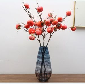 Cành quả hồng giả - 1 cành dài 90cm - 7 quả - Cây giả hoa lụa trang trí nhà cửa
